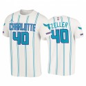 Cody Zeller 2020-21 Hornets # 40 Blanco Association T-Shirt Vintage Double Pinstrips