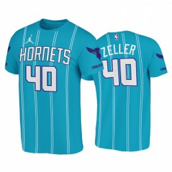 Cody Zeller 2020-21 Hornets # 40 Teal Icon T-Shirt Vintage Double Pinstrips