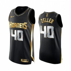 Charlotte Hornets Cody Zeller Negro Golden Edition Authentic Limited Camisetas 2020-21
