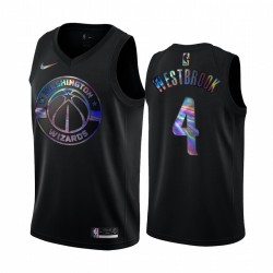 Washington Wizards Russell Westbrook # 4 Camisetas Iridiscente Holográfico Negro Edition Limited