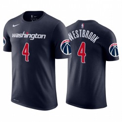 Russell Westbrook 2020-21 Wizards # 4 Declaración Navy Camiseta 2020 Comercio