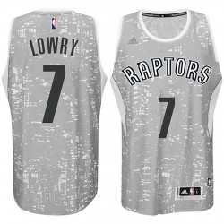 Hombre Toronto Raptors y 7 Kyle Lowry City Lights Grey Swingman Camisetas