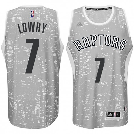 Hombre Toronto Raptors y 7 Kyle Lowry City Lights Grey Swingman Camisetas