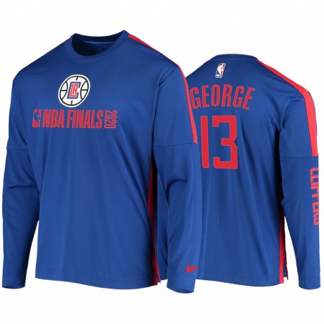 Clippers Paul George 2020 Finales Shooting Royal Camisa de manga larga