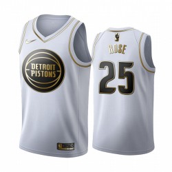 Derrick Rose & 25 Detroit Pistons Blanco Golden Edition Camisetas