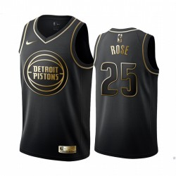 Derrick Rose & 25 Detroit Pistons Black Golden Edition Camisetas