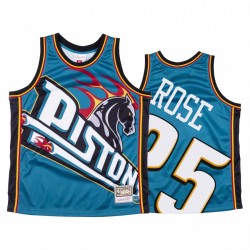 Derrick Rose Detroit Pistons HWC Blue Big Face Men's Camisetas