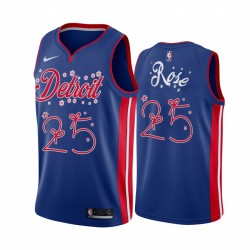 Pistons Derrick Rose 2020 Xmas Camisetas Festiva Edición Especial Azul