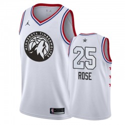 Minnesota de Hombres Minnesota Timberwolves # 25 Derrick Rose 2019 All-Star Camisetas - Blanco
