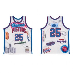 Detroit Pistons Br Remix Derrick Rose y 25 Blanco Camisetas