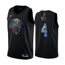 New York Knicks Derrick Rose & 4 Camiseta Iridcente Holográfico Negro Edición Limitada