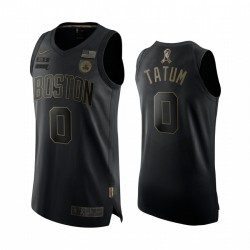 Jayson Tatum Boston Celtics 2020 Saludo al servicio Negro Auténtico Camiseta