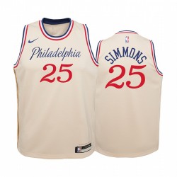 Ben Simmons Philadelphia 76ers City Edition Juvenil Camiseta - Cream Blanco