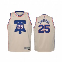 Filadelfia 76ers Ben Simmons 2021 Ganado Edition Cream Juvenil Camiseta Swingman & 25