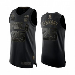 Ben Simmons Philadelphia 76ers 2020 Saludo al servicio Negro Auténtico Camiseta