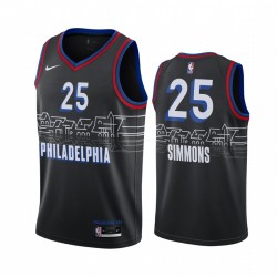 Filadelfia 76ers Ben Simmons 2020-21 Camiseta City Edition Negro Boathouse Row