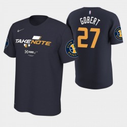 Hombre Utah Jazz Rudy Gobert # 27 Navy 2019 NBA Playoffs encuadernado Equipo Mantra Tome la nota Camiseta