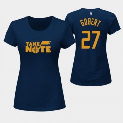 Jazz Utah Jazz Rudy Gobert & 27 Navy 2019 NBA Playoffs encuadernado Foil Applique Tome la nota Camiseta