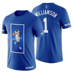 Hombres Duque Azul Devils Zion Williamson Respeto y 1 jugador Art Azul Camiseta