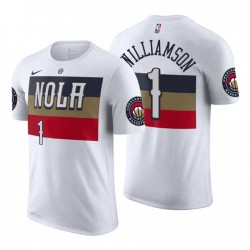 2019-20 New Orleans Pelicans y 1 Zion Williamson ganó la camiseta de EDICIÓN BLANCO