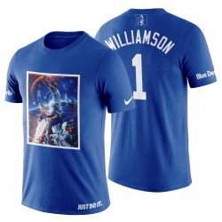 Hombres Duque Azul Devils Zion Williamson Legend & 1 Player Art Azul Camiseta