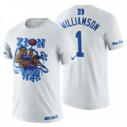 Hombres Duke Azul Devils Zion Williamson Artwork # 1 Player Art Blanco camiseta