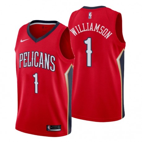 Men's 2019-20 New Orleans Pelicans & 1 Sion Williamson Declaración Rojo Sking Camiseta