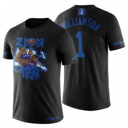 Hombres Duque Azul Devils Zion Williamson Artwork # 1 jugador Art Negro camiseta