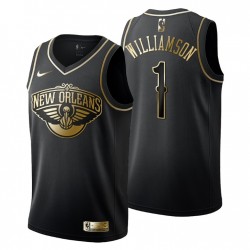New Orleans Pelicans y 1 Zion Williamson Golden Edicación Negro Fashion Camiseta