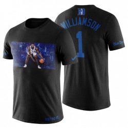 Hombre Duque Azul Devils Zion Williamson Solo hazlo y 1 jugador Art Negro Camiseta