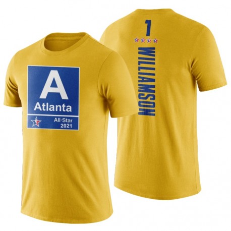 2021 Atlanta NBA All-Star Pelicans & 1 Zion Williamson Camiseta amarilla