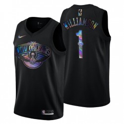 New Orleans Pelicans Zion Williamson Iridcente Holográfico Camiseta & 1 Negro