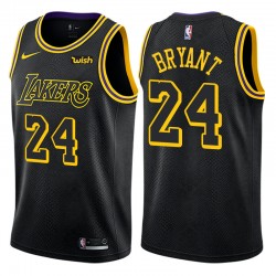 Men's Los Angeles Lakers & 24 Kobe Bryant Jugador Jubilado Ciudad Edición Negro Swingman Camiseta
