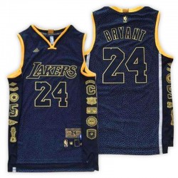 Los Angeles Lakers y 24 Kobe Bryant JH Design conmemororate Negro Gold Camiseta