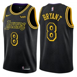 Men's Los Angeles Lakers # 8 Kobe Bryant Jugador retirado Ciudad Edición Negro Swingman Camiseta