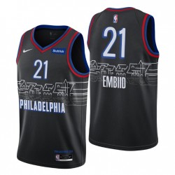 Filadelfia 76ers City Edición Joel Embiid No. 21 Negro Swingman Camiseta