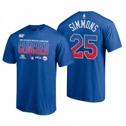 Filadelfia 76ers y 25 Ben Simmons 2021 Campeones de división Camisón Camiseta Royal Camiseta