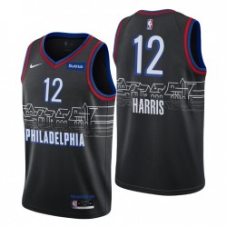 Filadelfia 76ers City Edición Tobias Harris No. 12 Negro Swingman Camiseta