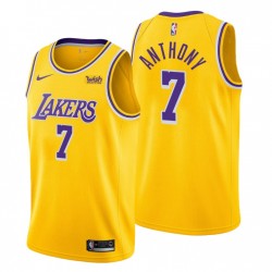 Icono de Los Angeles Lakers Edición # 7 Carmelo Anthony Gold Camiseta Swingman