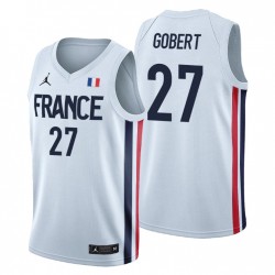 2020 Olimpiadas de verano Francia Equipo de baloncesto y 27 Rudy Gobert Blanco Camiseta