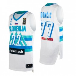 Eslovenia Baloncesto 2021 Juegos Olímpicos de Tokio First Bitth # 77 Luka DonCic Blanco Camiseta