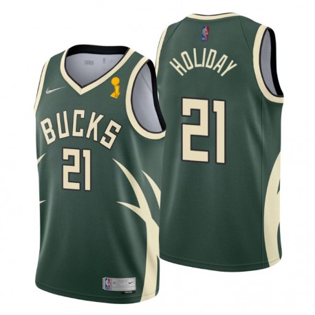 Milwaukee Bucks & 21 Jrue Holiday 2021 Finals Champs ganado Green Camiseta