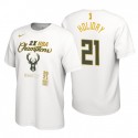 Nike Milwaukee Bucks 2021 NBA Finals Champions Jrue Holiday # 21 Locker Room Blanco camiseta