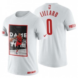 Portland Trail Blazers Hombrres 0 Blanco NBA Playoffs 50 Puntos & Buzzer-Beating 3-Pointer Dame Time Damian Lillard T-Shirt