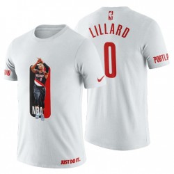 Portland Trail Blazers Hombres 0 Blanco NBA Playoffs 50 Puntos y Buzzer-Beating 3-Pointer Logo Hombre Damian Lillard T-Shirt