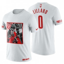 Portland Trail Blazers Hombres 0 Blanco NBA Playoffs 50 puntos u0026 Buzzer-Beating 3-Pointer Pop Art Damian Lillard T-Shirt