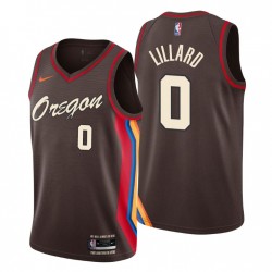 2020-21 Portland Trail Blazers Swingman Camiseta Damian Lillard No. 0 Ciudad Edición Negro