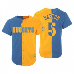 Mitchell u0026 Ness Hombre Denver Nuggets 5 Will Barton Split Malla Botón Azul Gold Swingman Camiseta