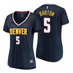 Fanáticos de marca Denver Nuggets 5 Will Barton Icon Edición Navy Réplica Camiseta