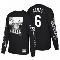 Los Angeles Lakers Big Face 3.0 Classics de madera dura Camiseta de manga larga Lebron James # 6 Negro